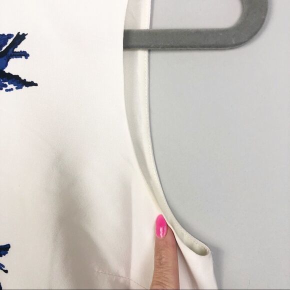 TIBI | Silk Bird Print Sleeveless Shift Dress Sz 0 - Picture 5 of 10